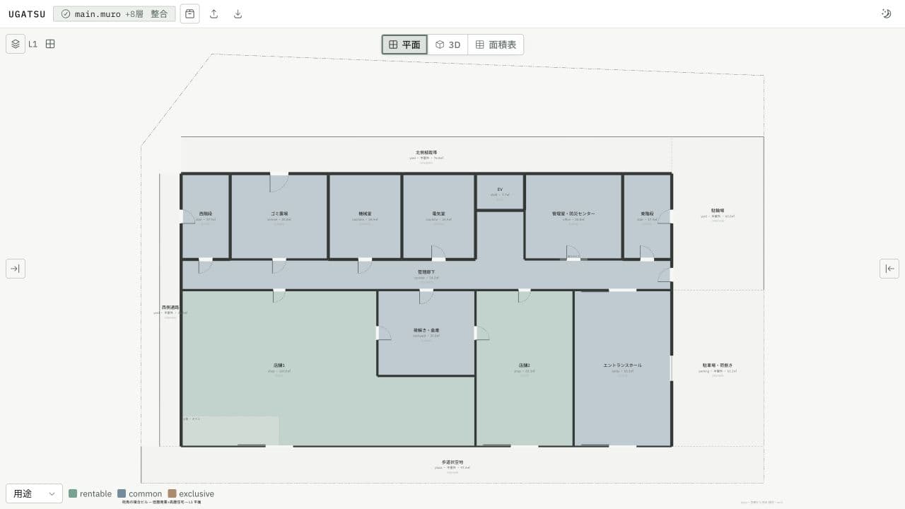 Light-mode plan view generated from the .muro source